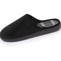 Chaussons mules Homme tartan Noir