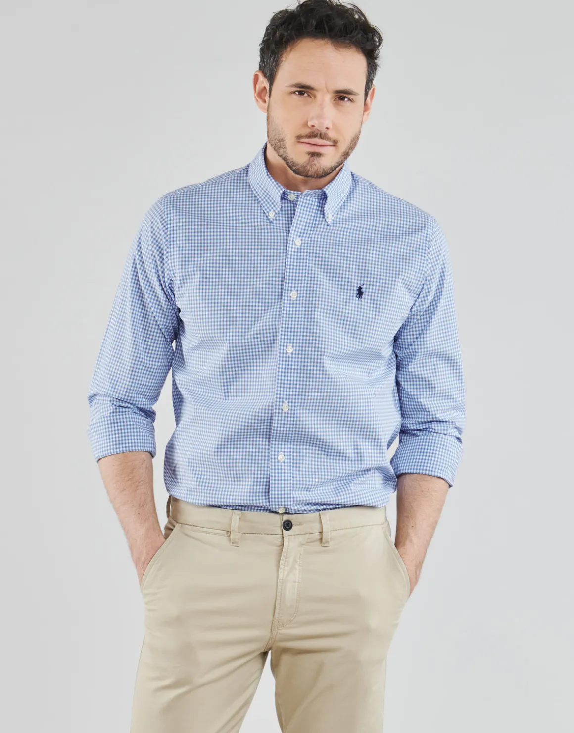 CHEMISE AJUSTEE EN POPLINE DE COTON COL BOUTONNE