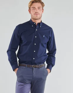 CHEMISE AJUSTEE EN POPLINE DE COTON COL BOUTONNE