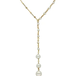 Collier Argent Doré Cravate Cascade De Perle Naturelle
