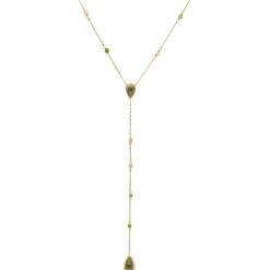 Collier Argent Doré Cravate Pierres Multi Tourmaline