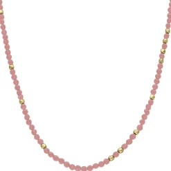 Collier Argent Doré Perles Naturelles Quartz Rose Fraise