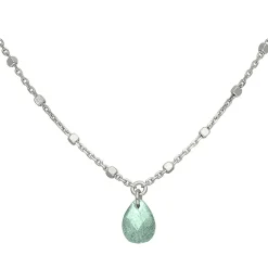 Collier Argent Rhodié Goutte Pierre Naturelle Amazonite