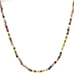 Collier Argent Simple Perles Multi-tourmaline