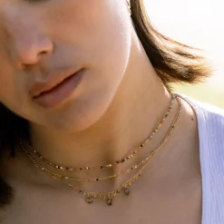 Collier Argent Simple Perles Multi-tourmaline