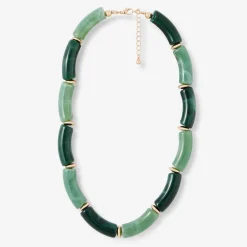 Collier tube en résine Best vert paon