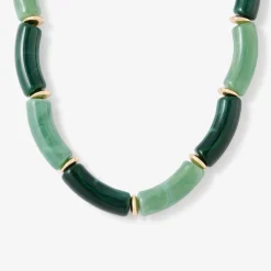 Collier tube en résine Best vert paon