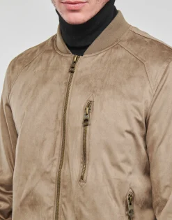 FAUX SUEDE HOODED BOMBER