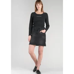 Jupe courte callas en jeans noir délavé