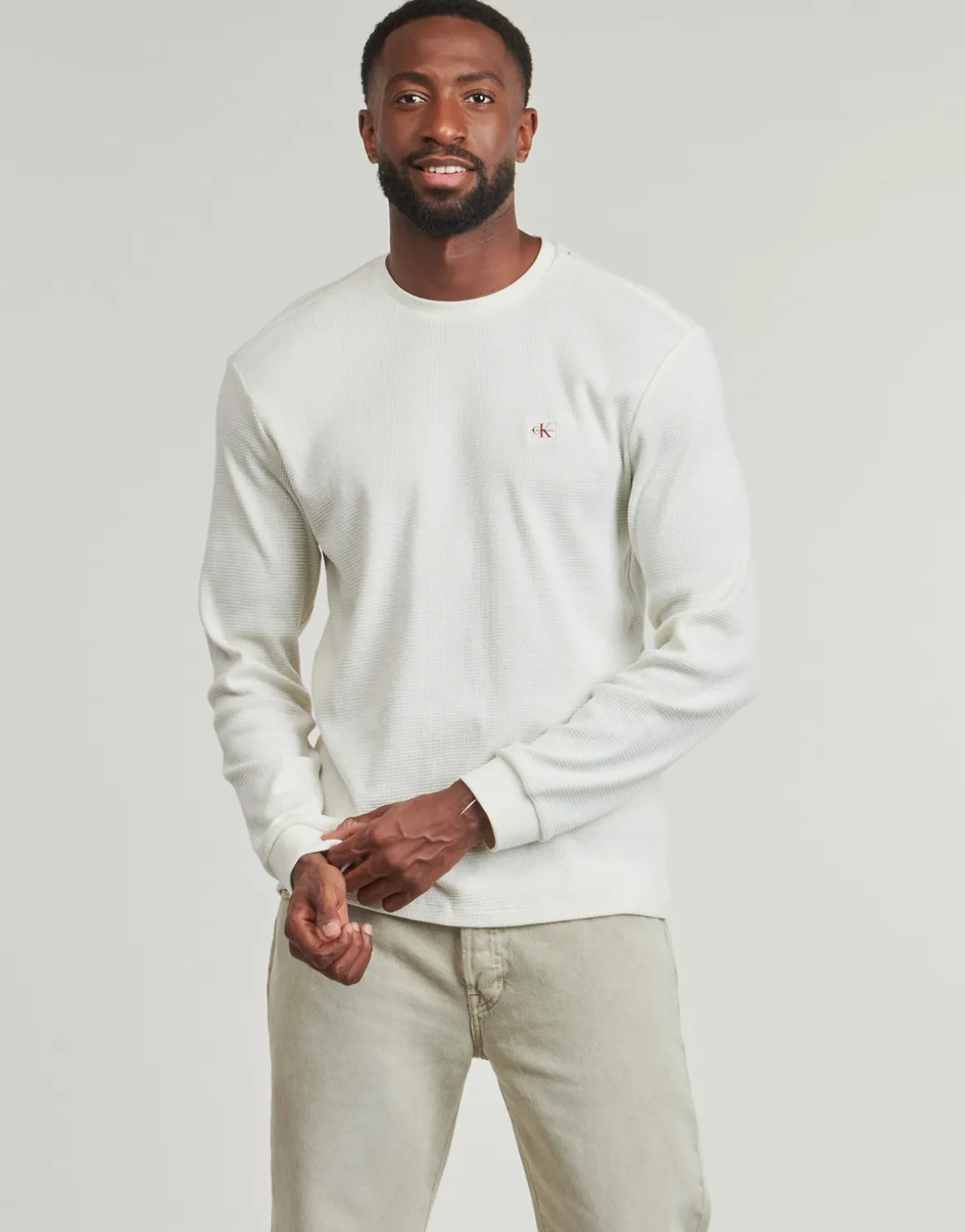 LS WAFFLE BADGE CREWNK TEE