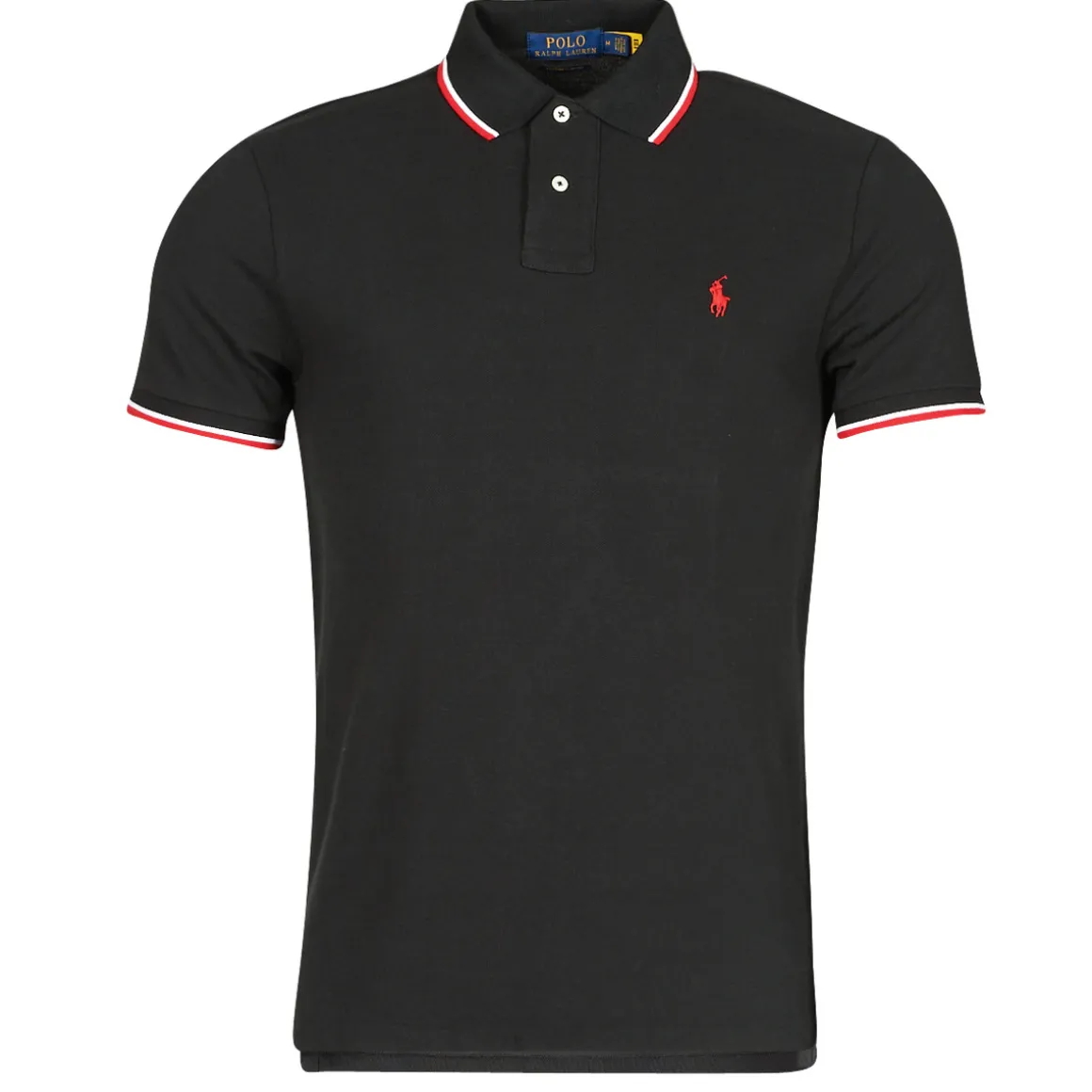 POLO COUPE DROITE EN COTON BASIC MESH COL RAYE