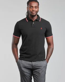 POLO COUPE DROITE EN COTON BASIC MESH COL RAYE