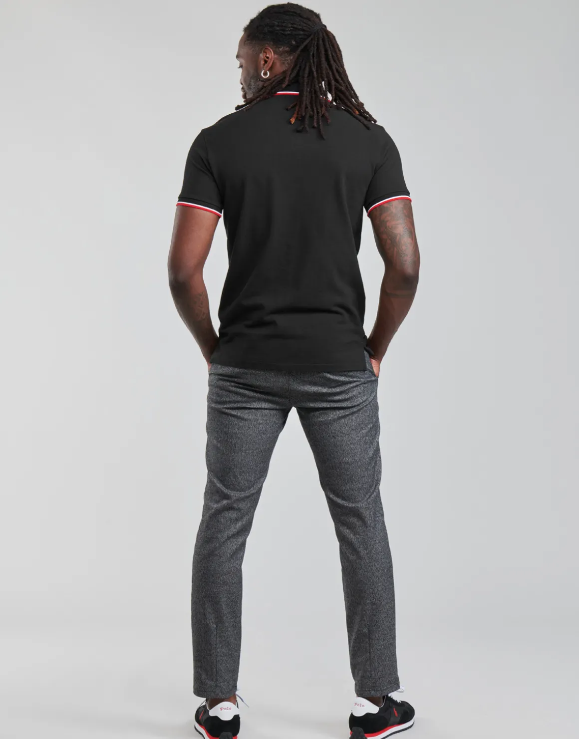 POLO COUPE DROITE EN COTON BASIC MESH COL RAYE