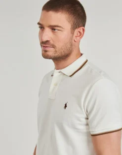POLO COUPE DROITE EN COTON BASIC MESH COL RAYE