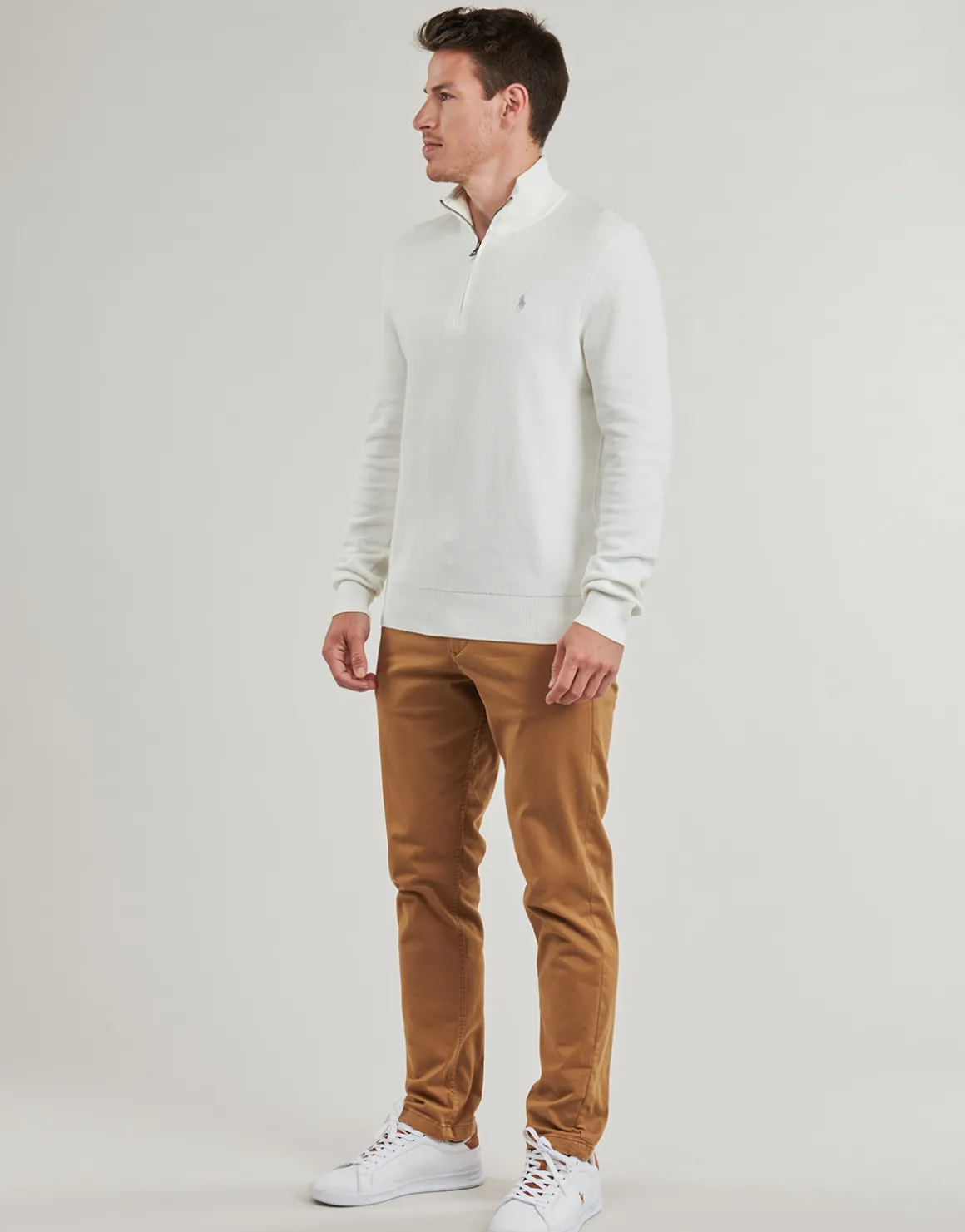 PULL DEMI ZIP EN COTON TEXTURE