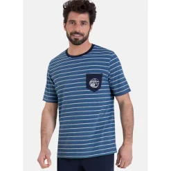 Pyjama court col rond RAYURES WAVES