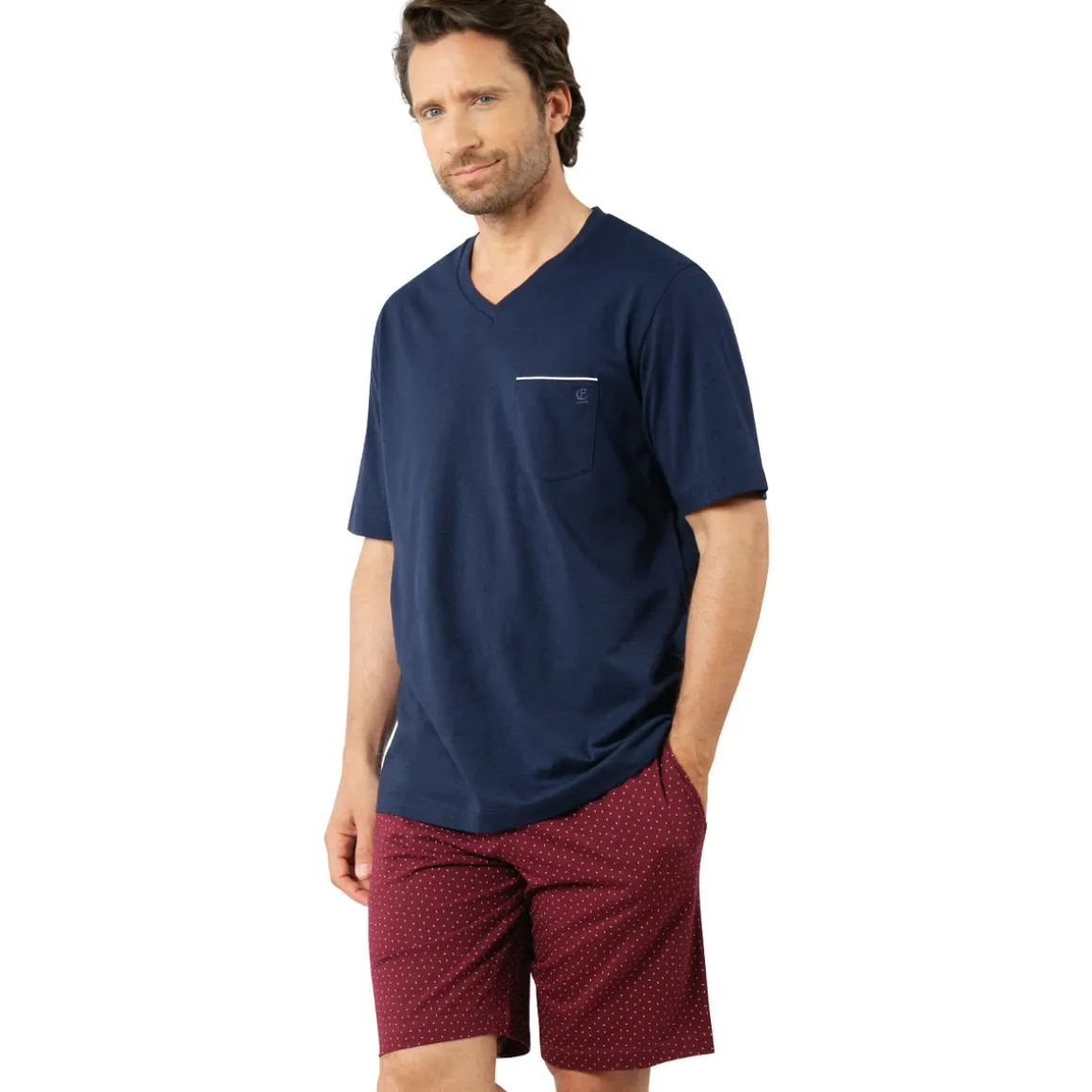 Pyjama court col V BUSINESS