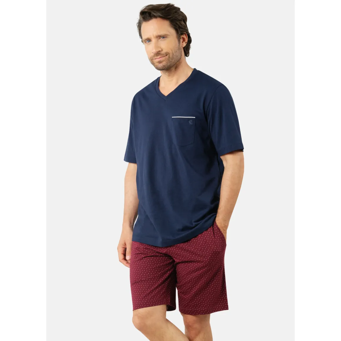 Pyjama court col V BUSINESS