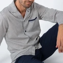 Pyjama long col ouvert MERCERISE