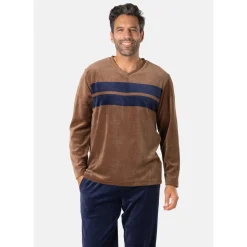 Pyjama long col V velours