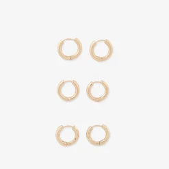 Set de 3 créoles lisses, sablées et martelées Léopard félin