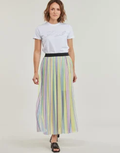 stripe pleated skirt