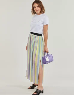 stripe pleated skirt