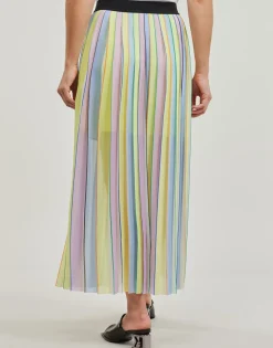 stripe pleated skirt