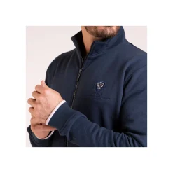 Sweat zippé marine avec broderie