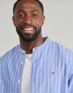 TJM LINEN MIX BND STP SHRT EXT