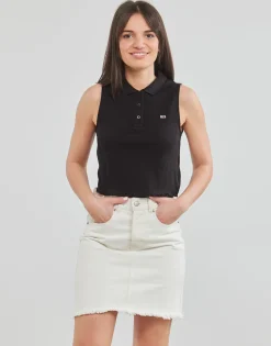 TJW CROP SLEEVELESS RIB POLO