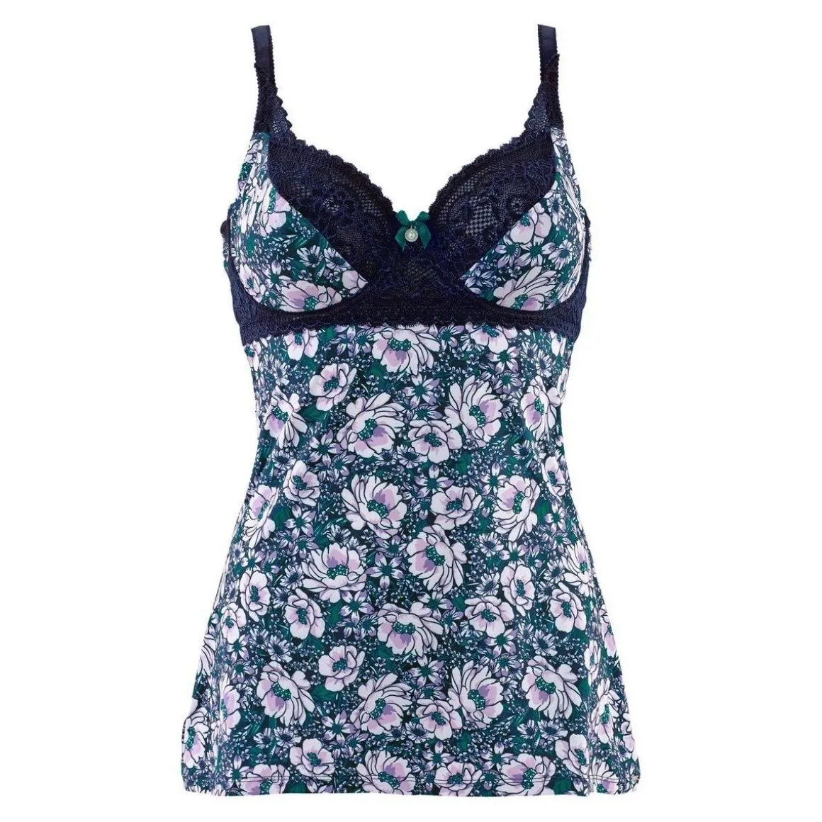 Top à armatures bonnets C, D et E indigo/vert Pas De Deux