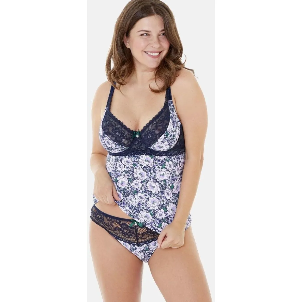 Top à armatures bonnets C, D et E indigo/vert Pas De Deux