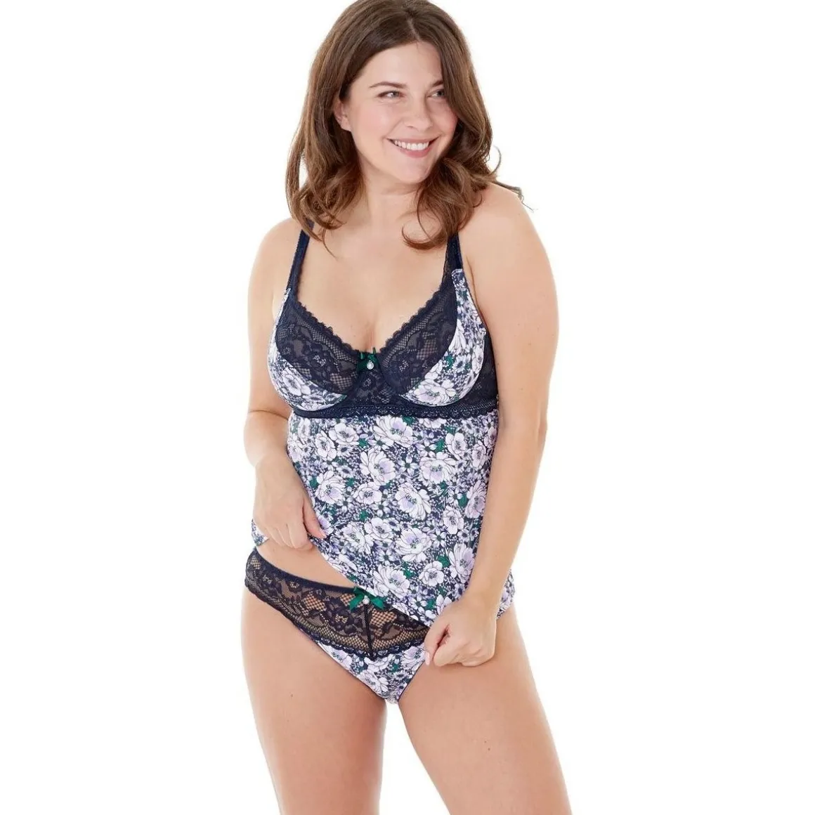 Top à armatures bonnets C, D et E indigo/vert Pas De Deux