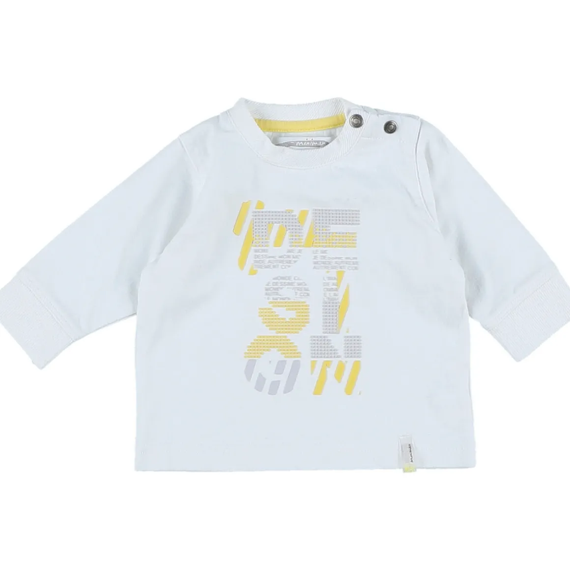 T-shirt blanc, jaune, gris