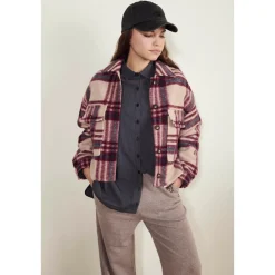 Veste ditagi à carreaux crème et rose