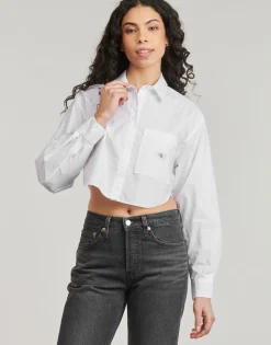 WOVEN LABEL CROPPED SHIRT