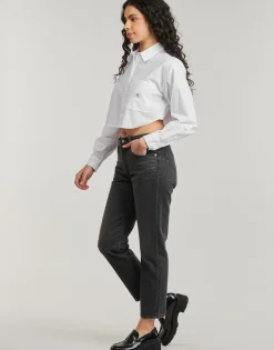 WOVEN LABEL CROPPED SHIRT