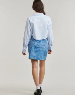 WOVEN LABEL CROPPED SHIRT