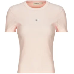 WOVEN LABEL RIB FITTED TEE