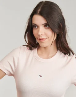 WOVEN LABEL RIB FITTED TEE